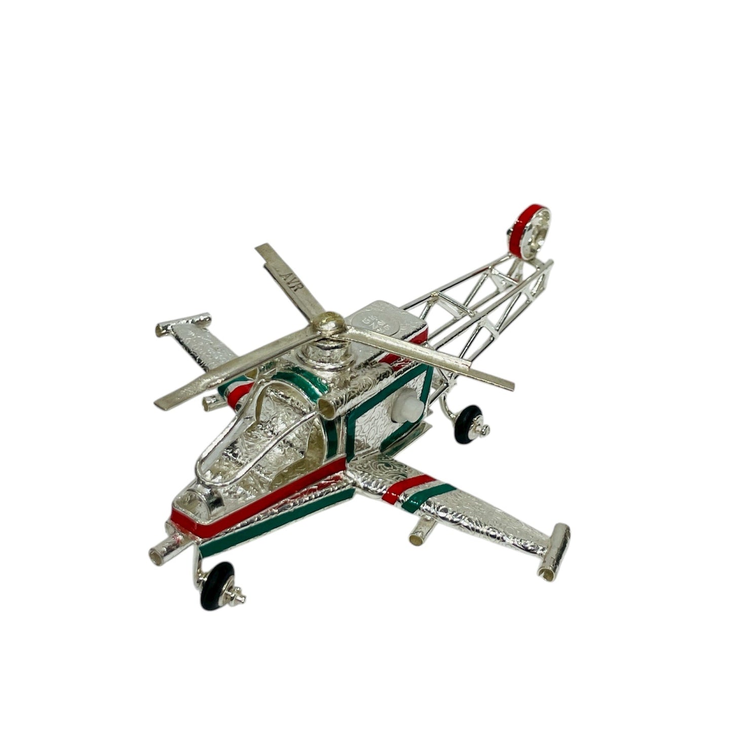 Pure Silver Helicopter Miniature | Detailed 92.5 Silver Collectible Showpiece