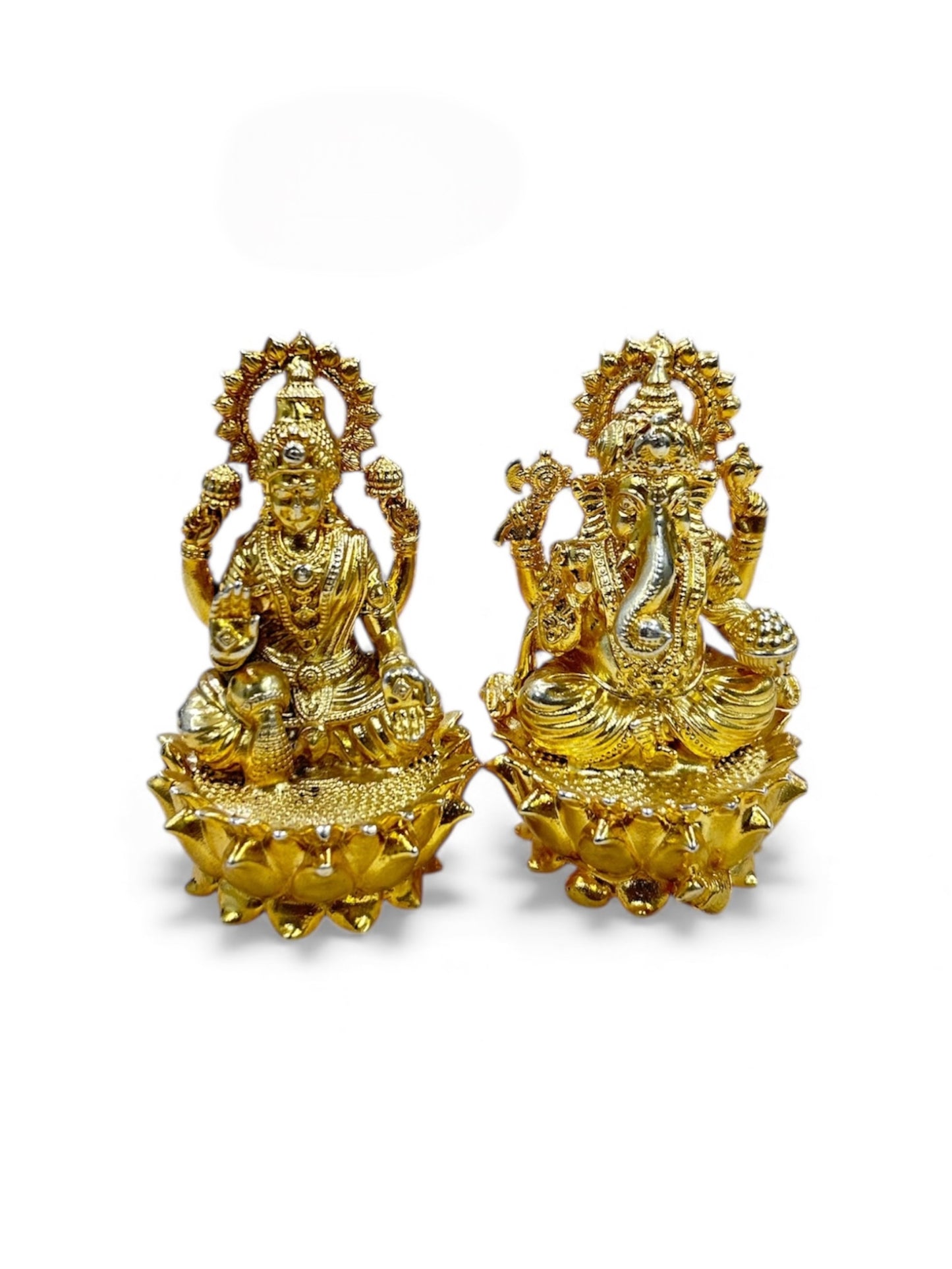 Pure 925 Silver Laxmi Ganesh Idol Set – 190g | Dual-Tone Golden Polish | Premium Pooja & Auspicious Gifting