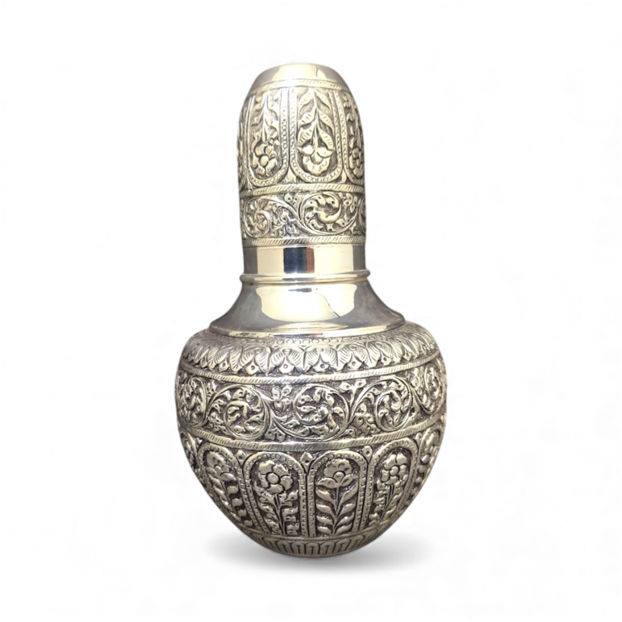 Pure Silver Nakshi Kalash – Handcrafted 92.5 Sterling Silver Room Set Kalash |Decorative Silver Pot