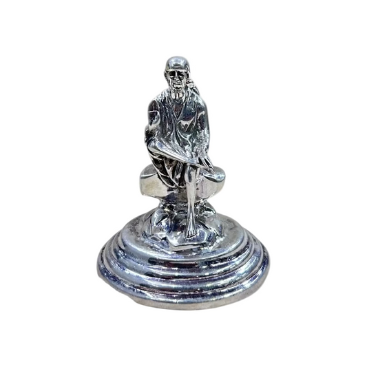 Pure 925 Silver Sai Baba Idol – 160g | Handcrafted Shirdi Sai Murti for Pooja, Home Temple & Blessings