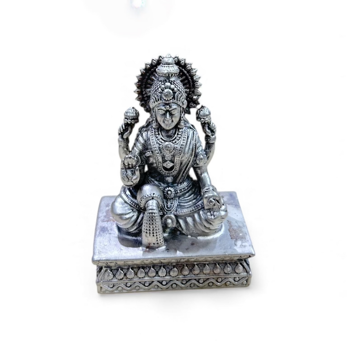 Pure 925 Silver Laxmi Ji Idol – 91g | Handcrafted Mahalakshmi Murti for Wealth, Pooja & Home Temple