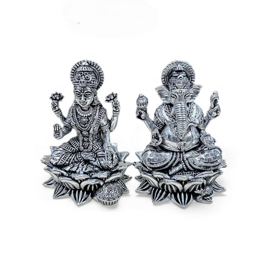 Pure 925 Silver Ganesh Laxmi Idol Set – 507g | Premium Diwali Pooja & Home Temple Décor