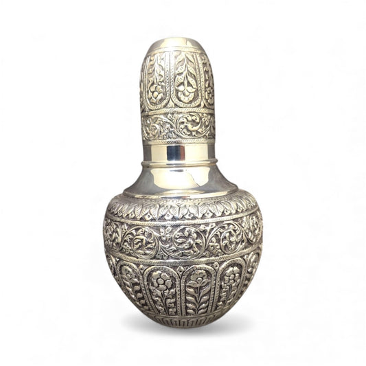 Pure Silver Nakshi Kalash – Handcrafted 92.5 Sterling Silver Room Set Kalash |Decorative Silver Pot