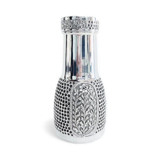 Pure Silver Room Set Kalash – Handcrafted 92.5 Silver Floral Nakshi Design Pot |