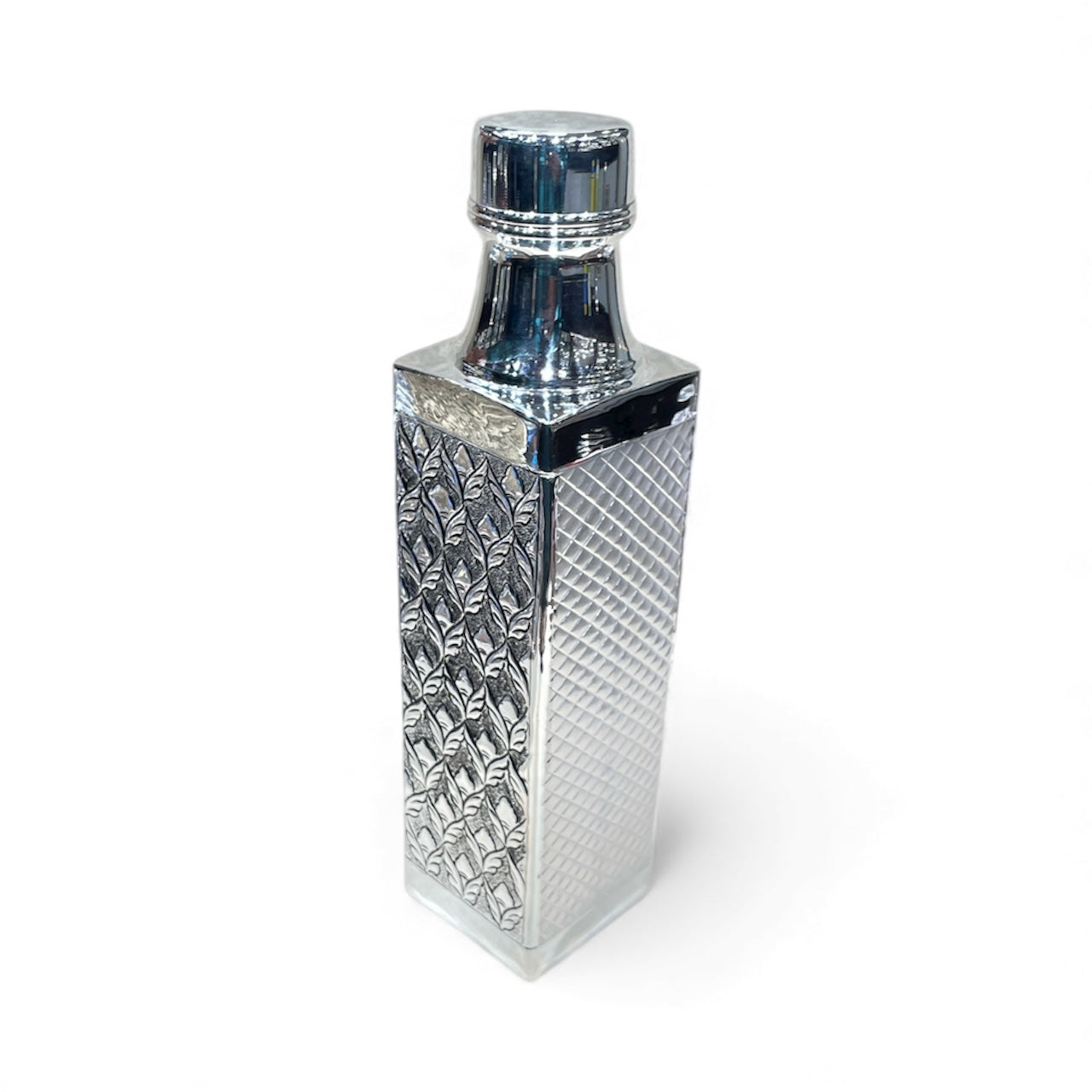 Pure Silver Square Nakshi Bottle – Handcrafted 92.5 Sterling Silver Water Bottle | Luxury Engraved Silverware